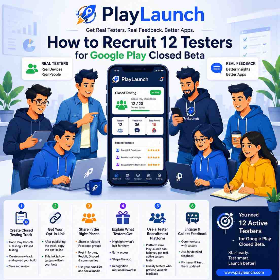 How to recruit 12 testers for closed testing